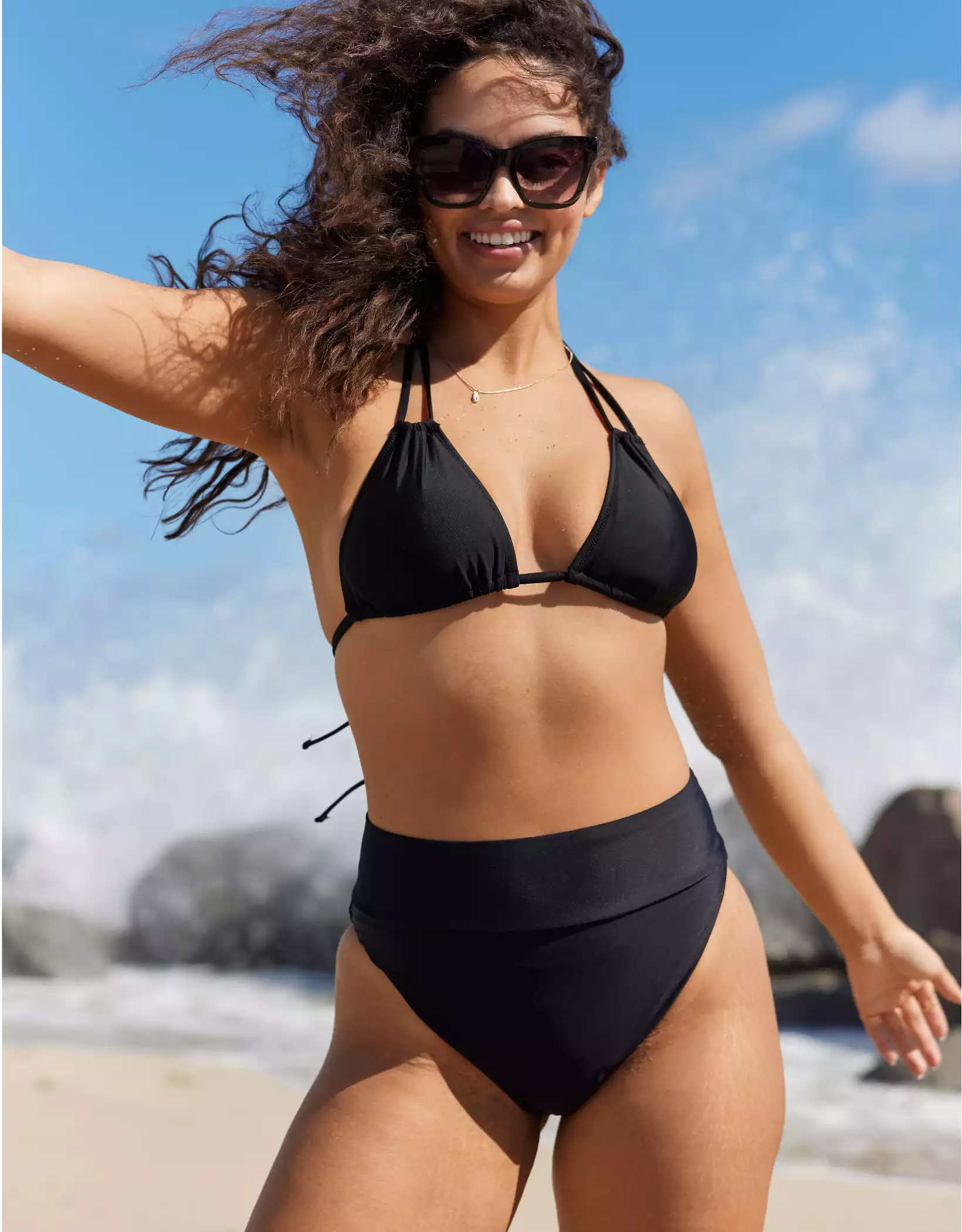 High-waisted bikini bottoms for rectangle body shapes