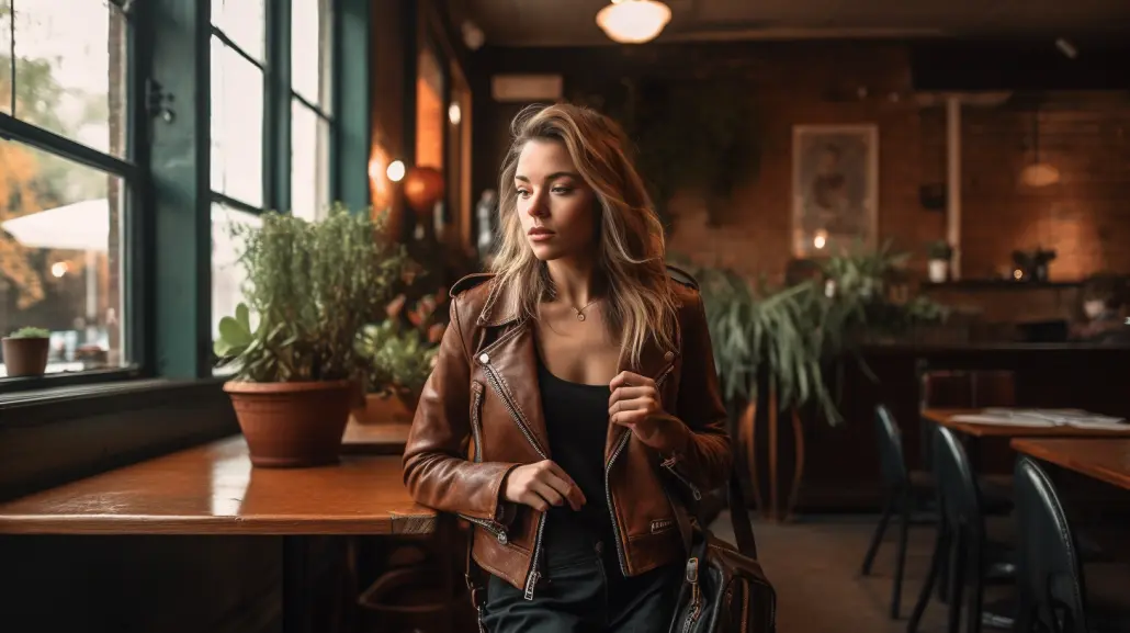 Ethical leather jacket with accessories